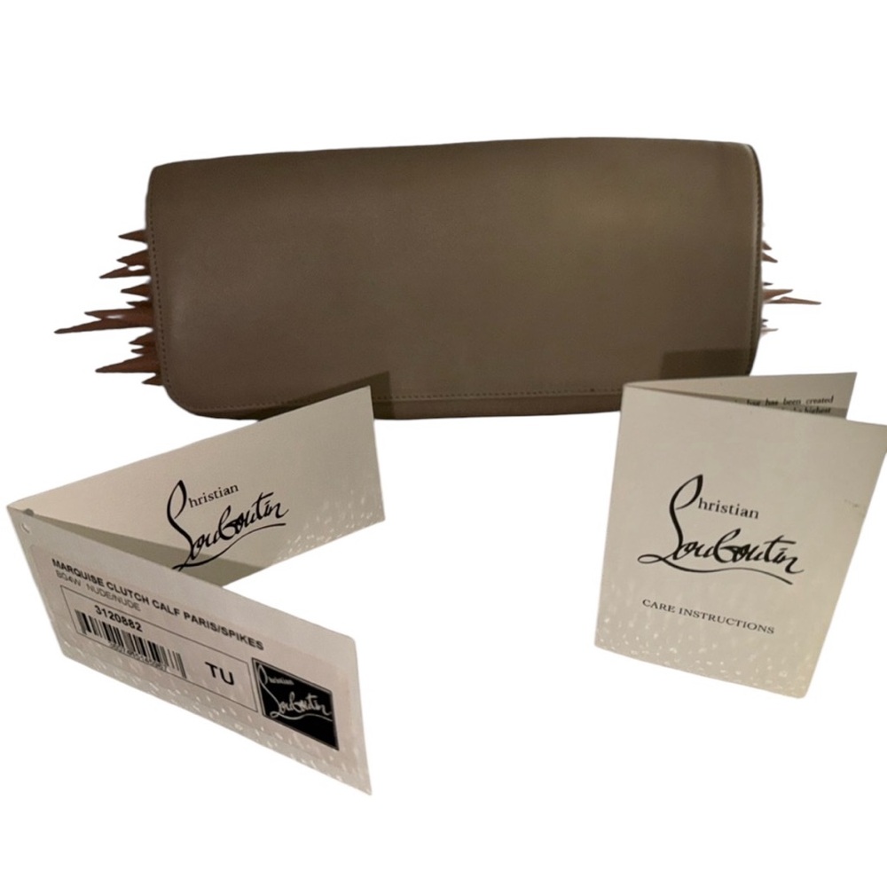 Christian Louboutin Marquise Spiked Tan Clutch